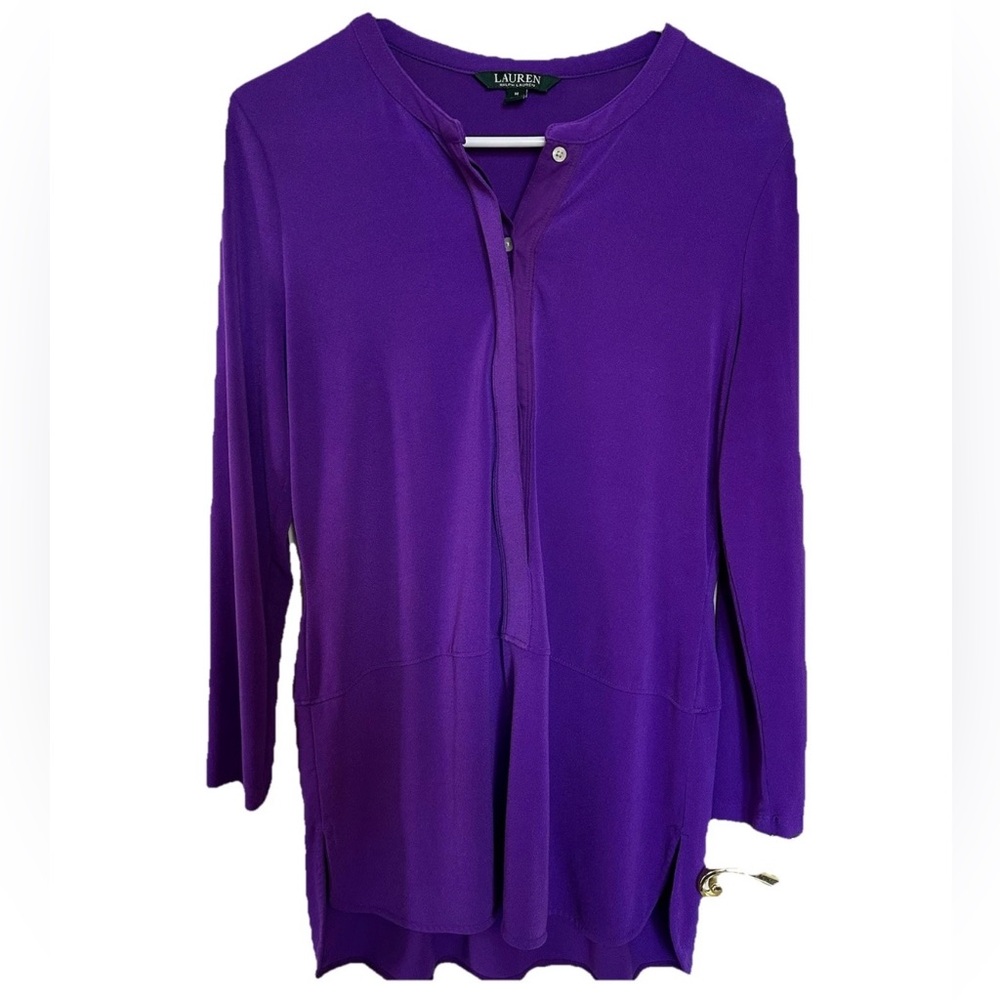 Lauren Ralph Lauren Purple Tunic Top Women’s M Quiet Luxury Business Casual Prep